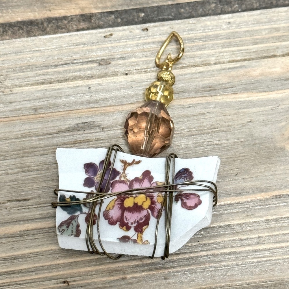 Broken China Purple Floral Pendant